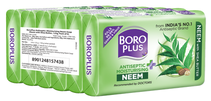 BoroPlus Antiseptic + Moisturing Soap- Neem, Pack of 6 (125g*6)