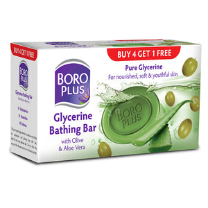 BoroPlus Glycerine Bathing Bar - Olive & Aloe Vera - 125g - Buy 4 Get 1 free