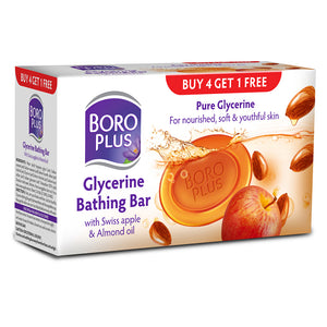 BoroPlus Glycerine bathing bar - Swiss apple & Almond oil -125g-Buy 4 Get 1 free