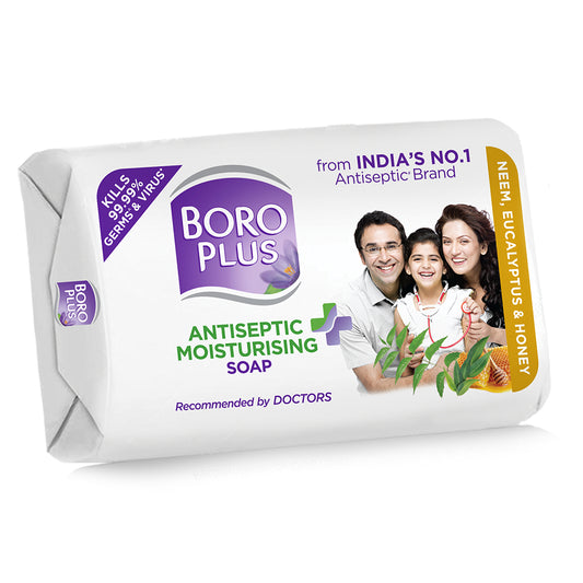 BoroPlus Antiseptic + Moisturing Soap with Neem, Eucalyptus & Honey (125gx8)