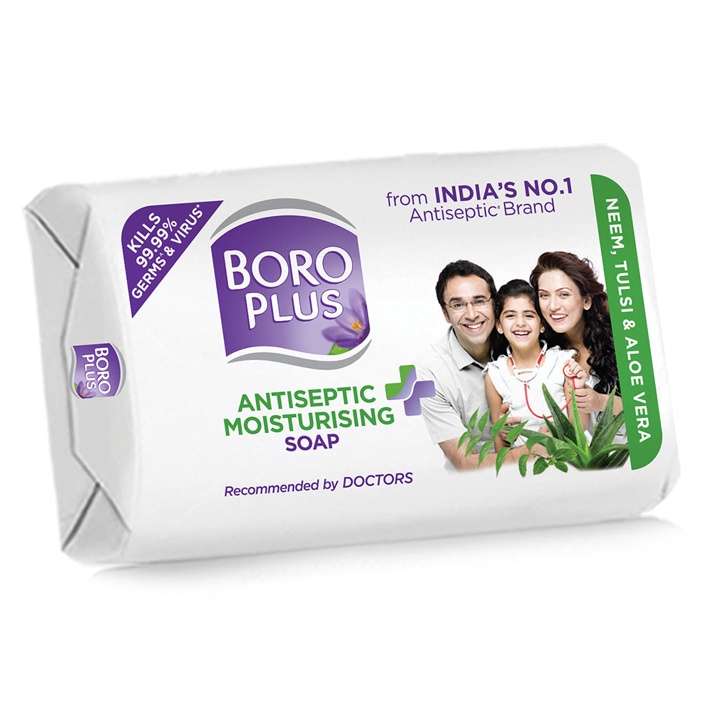 BoroPlus Antiseptic + Moisturising Soap with Neem, Tulsi & Aloe Vera (125gx8)