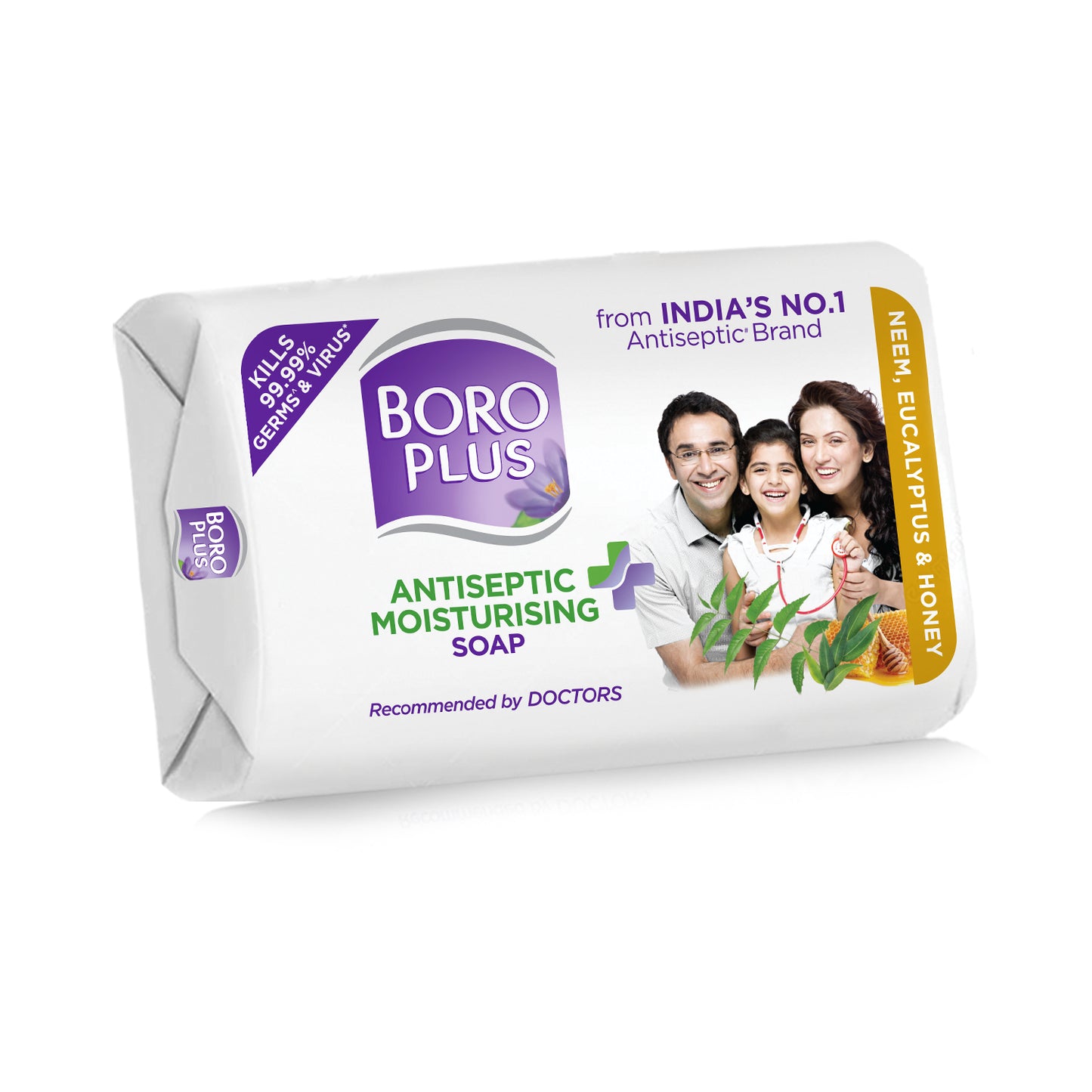 BoroPlus Antiseptic + Moisturing Soap with Neem, Eucalyptus & Honey (125gx8)