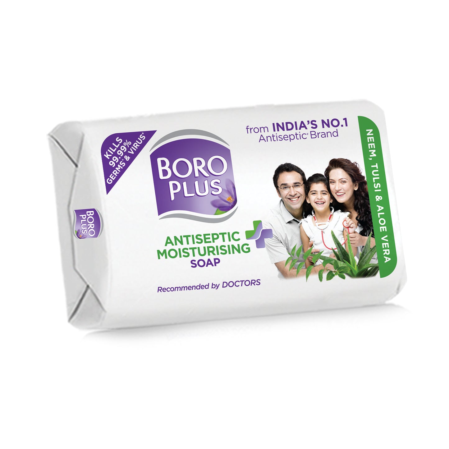 BoroPlus Antiseptic + Moisturing Soap with Neem, Tulsi & Aloe Vera (125gx8)