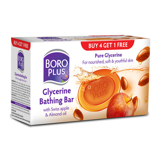 BoroPlus Glycerine bathing bar - Swiss apple & Almond oil -125g-Buy 4 Get 1 free