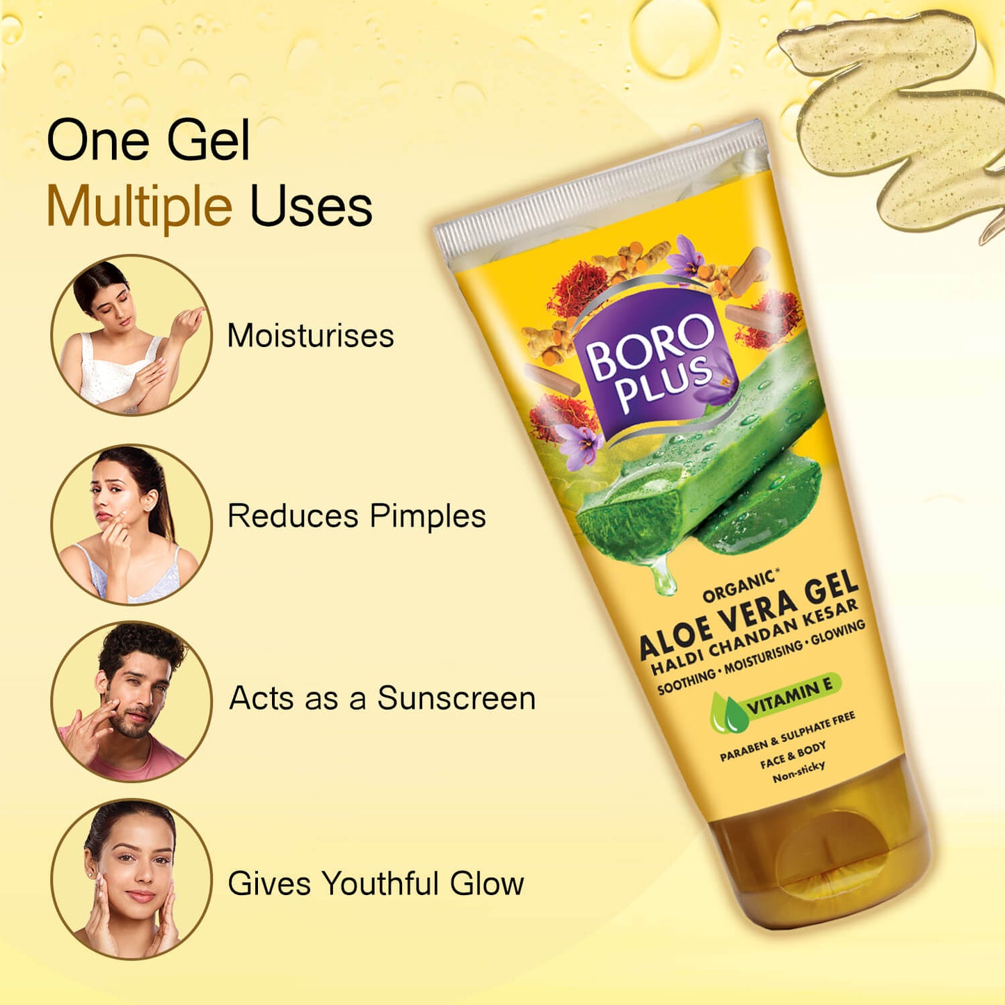 BoroPlus Aloe Vera Gel - Haldi Chandan Kesar Organic 150 ml