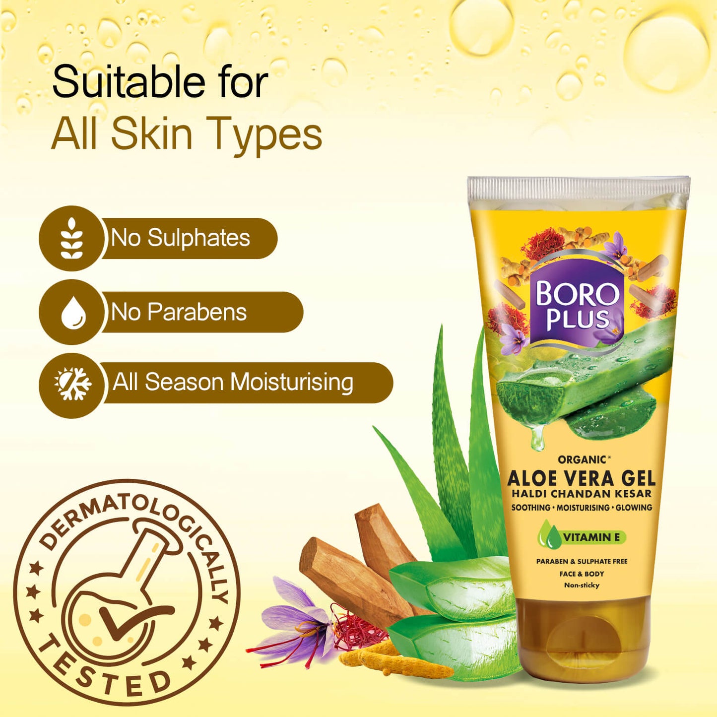 BoroPlus Aloe Vera Gel - Haldi Chandan Kesar Organic 150 ml
