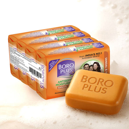 BoroPlus Antiseptic Moisturing Soap with Sandal, Pack of 4 (125g*4)