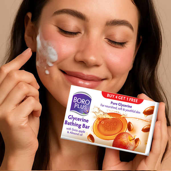 BoroPlus Glycerine bathing bar - Swiss apple & Almond oil -125g-Buy 4 Get 1 free