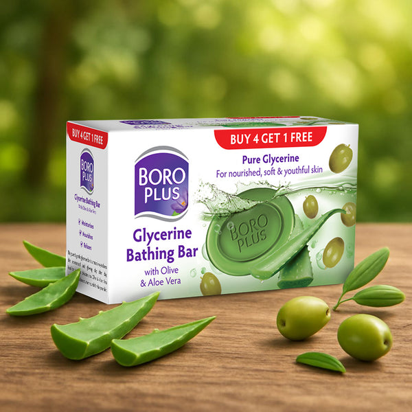 BoroPlus Glycerine Bathing Bar - Olive & Aloe Vera - 125g - Buy 4 Get 1 free