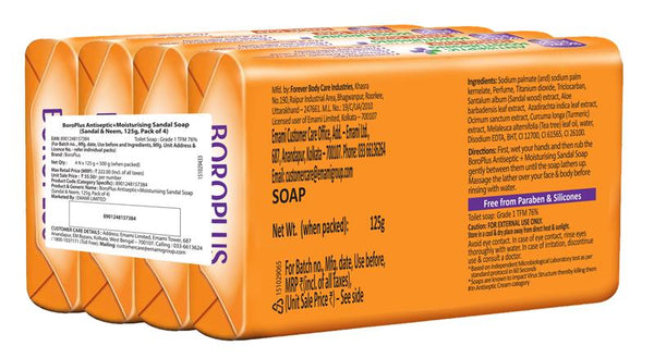 BoroPlus Antiseptic Moisturising Sandal Soap with Sandal & Neem (125gx6)